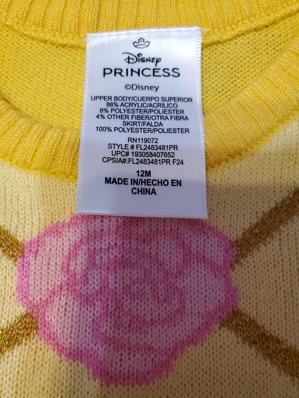 NWT Disney Princess Baby Girl Belle Halloween Costume Dress 12M